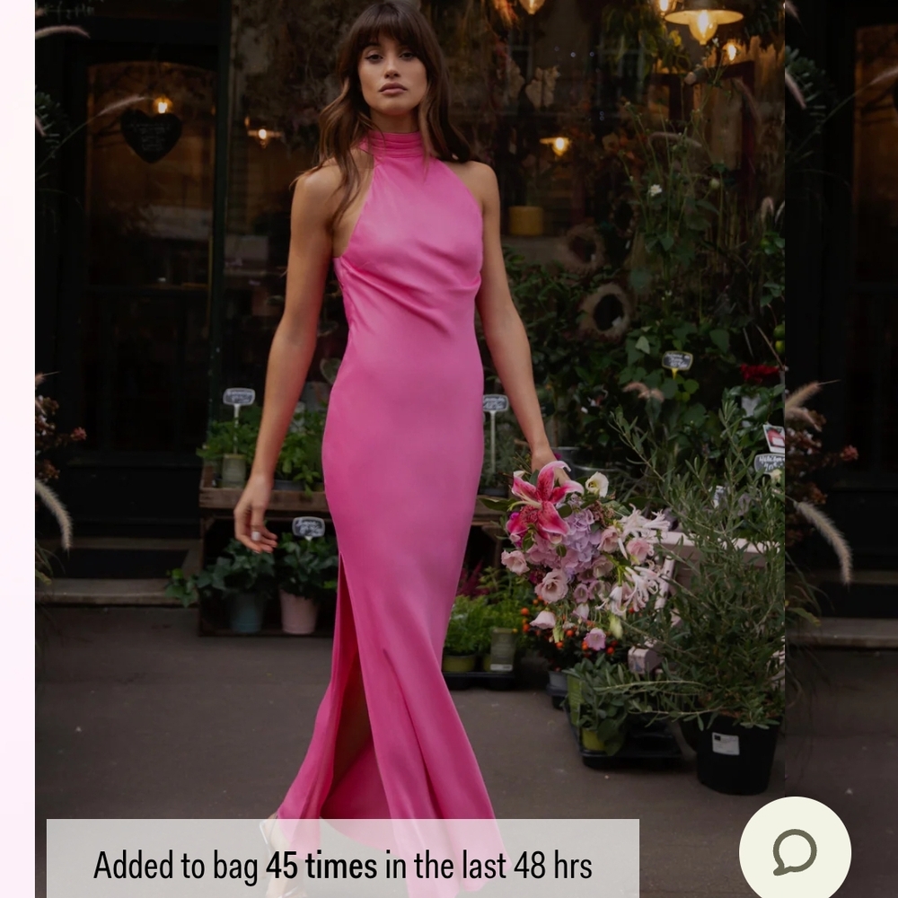 Brand New !!!!Meshki Pink Halter Sheath Maxi Dress